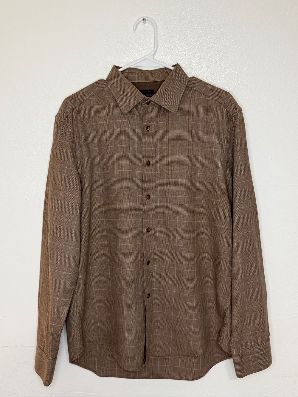 Jos A Bank Reserve Men’s Tailored Fit Plaid Shirt Large Cashmere Blend